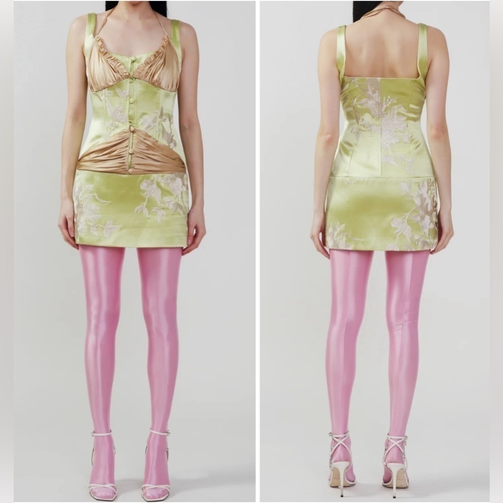 Kim Shui Lime Green Floral Dress NWT